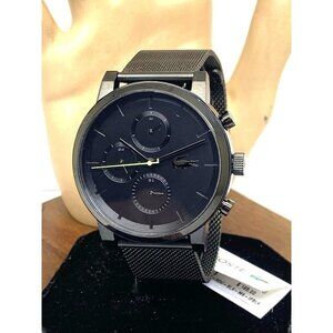 Lacoste Men's Watch 2011411 Replay Quartz Black Dial Mesh Stainless Steel 43mm